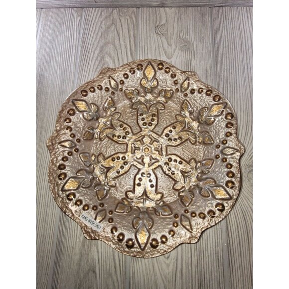 2 Pc Snowflake Server Platter Christmas Fused Glass Grassland Road Amscan - Picture 3 of 10